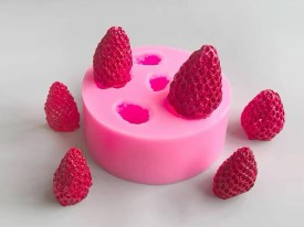 Molde silicona 6 frutillas grandes 